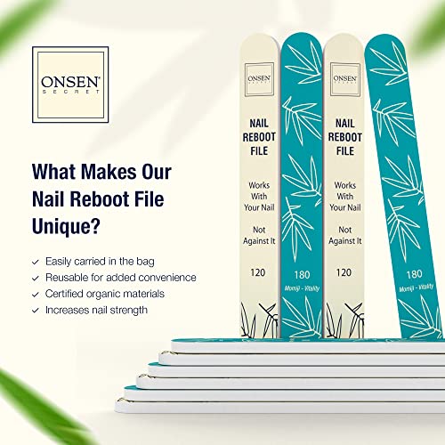 Onsen Secret Japanese Nail File - Professional 20-Pack Nail Files, Double Sided Natural & Acrylic Filers - 120/180 Grit - Disposable, Salon Smooth | Best Onsen File for Shiny Nails - size: 20 Nail Files