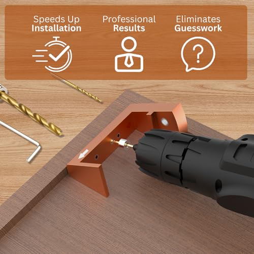 Undermount Drawer Drilling Guide - Durable Aluminum Drill Angle Guide w/Steel Inserts - Drill Guide Jig for Blum Tandem & Drawer Slide – Ideal Woodworking Tools Includes Drill Bits, Collars & More
