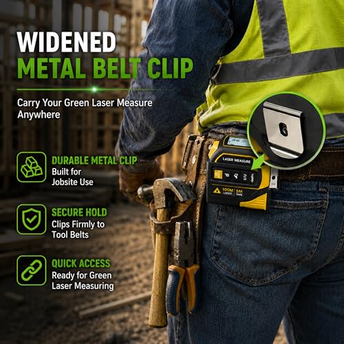 4-in-1 Digital Green Laser Tape Measure, 16FT Auto-Lock Tape, 328FT Laser