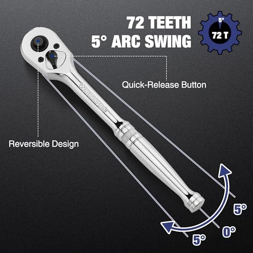WORKPRO 3-Piece Ratchet Set, 1/4", 3/8", 1/2" Drive, 72-Tooth - size: combo kit(1/4,3/8,1/2)