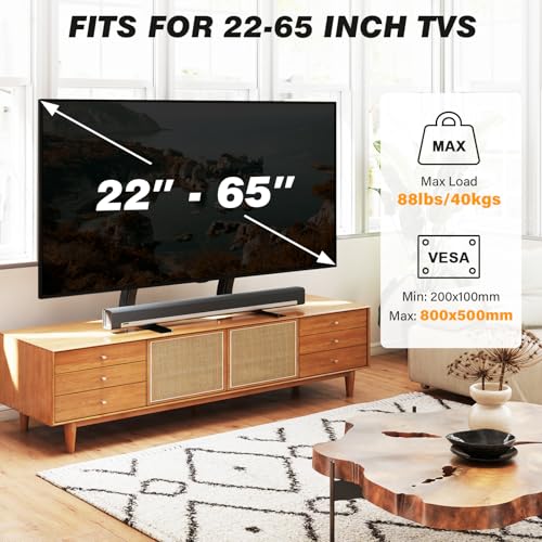 5Rcom TV Stand Mount, Universal Tabletop for 22-65 Inch Flat Screen TVs - size: 22-65inch