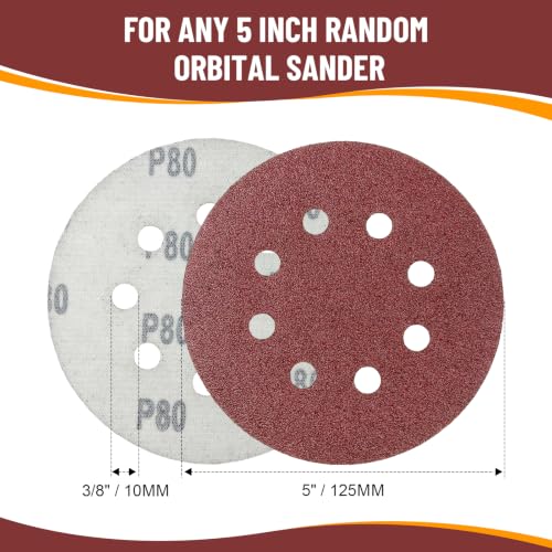 160 PCS 5 Inch Sanding Discs, 60 80 100 120 180 240 400 600 Grit