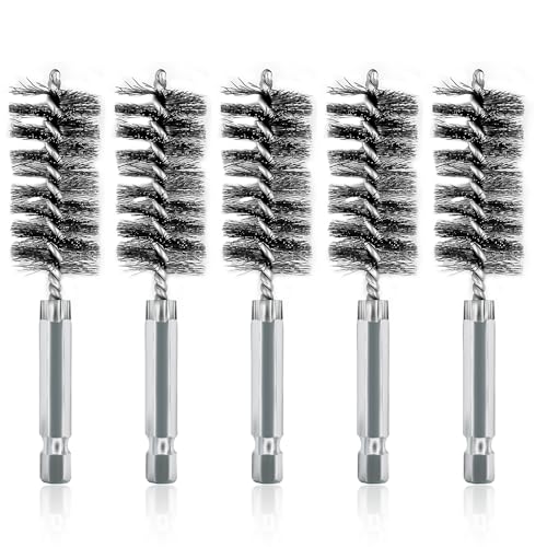 5Pcs 7/8" Stainless Steel Wire Bore Brush for Power Drill Cleaning - size: 22mm | 7/8"