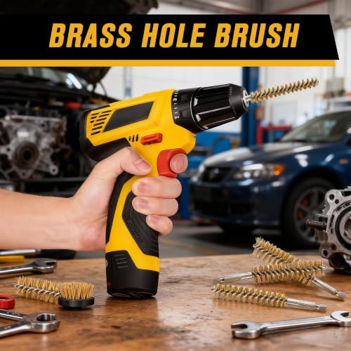 16 Pcs Wire Brush Set for Drills, Stainless Steel and Brass Bore Cleaning Brushes with 1/4" Hex Shank, Compatible with Power Drills, Grinders, and Impact Drivers (8-25mm) - color: 16PCS Gold & Silver