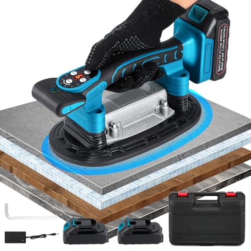 Tile Vibration Tool 250mm Suction Cup 882lbs/400kg Adsorption Handheld Tile Installation Leveling Machine Tile Vibrator Tool for Tiling Leveling Laying Max.28000r/Min 9 Speeds