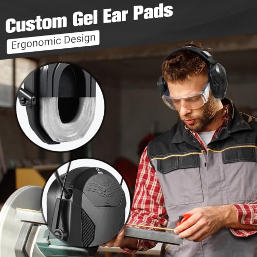 Electronic Shooting Ear Protection w/Gel Pads, 23dB NRR Active Noise Reduction & 3X Amplification Headset for Shooters - color: Black