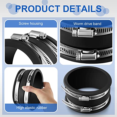 Minatee Dust Control Flex Cuffs with Stainless Steel Hose Clamps, Flexible PVC Coupling for Plastic and Copper Plumbing Connections, Connector Ports Dust Collection Fittings(4 Inch, 3 Pcs) - size: 4 Inch