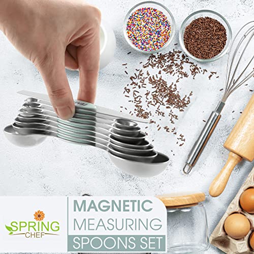 Spring Chef Stainless Steel 8 Magnetic Measuring Spoons Set, 2 Pack, Mint - color: Mint, size: 2-Pack