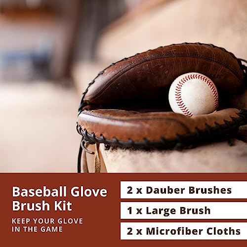 Rhino Wax Baseball Glove Brush Kit with Cleaning Brushes & Cloths for Mitts