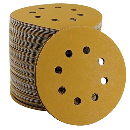 5-Inch 8-Hole Hook and Loop Sanding Discs, Orbital Sander Sandpaper Discs, 100 Pieces Round Sandpaper Set, 320 Grit - size: 320-Grit