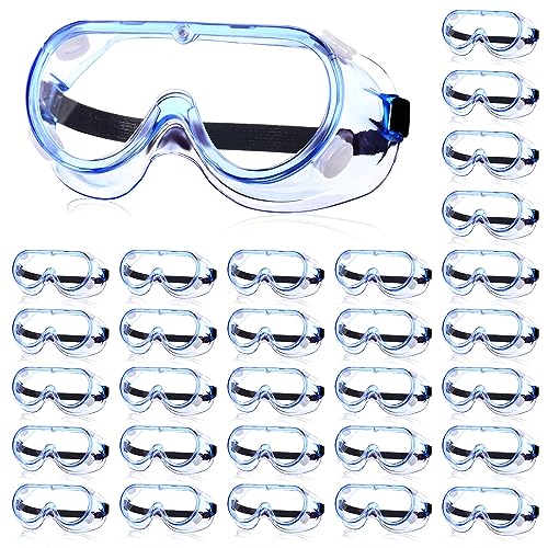 Yunsailing Protective Safety Goggles Lab Over Glasses Clear Anti Fog Eye Protection Goggles for Men Women - color: Clear Blue, Black