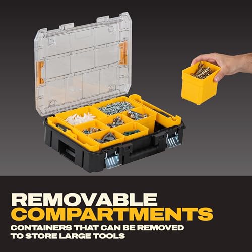 DEWALT TSTAK Tool Organizer,Small Parts and Screw Organizer Tool Box with Removable Compartments,(DWST17805),(Pack of 4) - size: 17.25" L x 13.25" W x 4.62" H (Pack of 4)