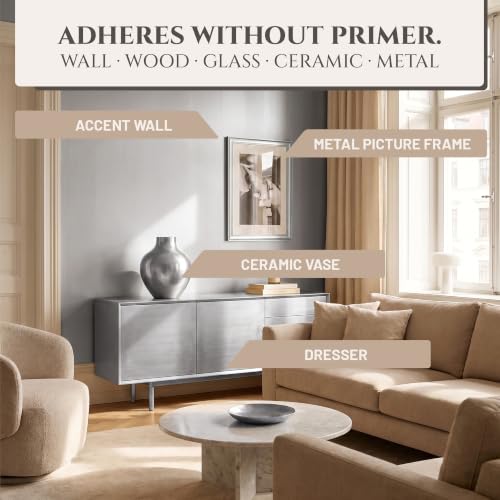 Metallic Wall Paint 67.62 fl oz - Silver - Stunning Metallic Shine for Stylish Interiors, Easy to Apply, Water-Based, Perfect for Creative Wall Designs & DIY Projects - color: Silver