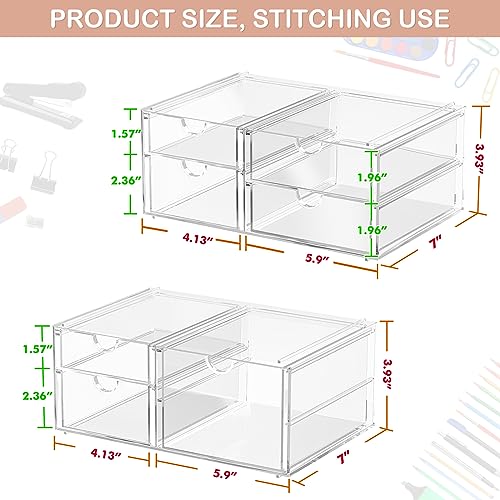 caktraie Acrylic 2-Pack 7-Drawer Makeup & Storage Organizer for Bath,Desk - size: 7 Drawers