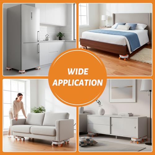 Furniture Dolly, Furniture Movers Sliders with 360° Rotatable Rubber Universal Wheels, Furniture Lifter Mover Tool Set for Moving Sofa, Refrigerator, Bed, Cabinet (Max Load 880 lbs)