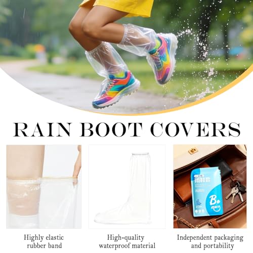 12 Pcs Individually Packaged Extended Length Rain Shoe Covers for Adults, Disposable Portable Plastic Shoe Covers for Rain, Perfect for Adults, Mud, and Theme Parks (Adults, L 12Pcs) - size: Adults L 12Pcs