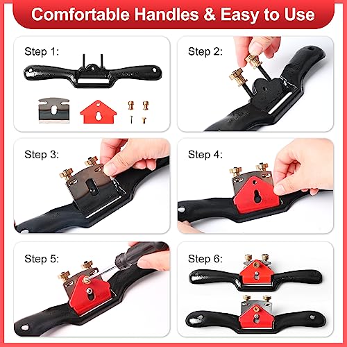Spokeshave Set, 6pcs Metal Blades, Portable Plane & 4-Way Wood Rasp File