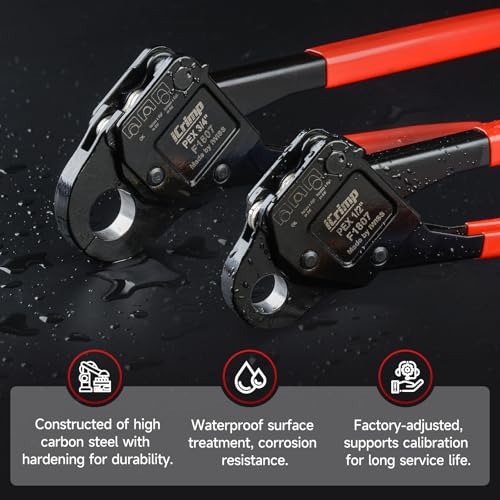 iCrimp Angle Head F1807 PEX Pipe Crimping Tool with Pliers for Copper Ring