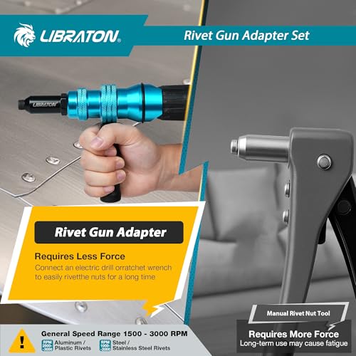 LIBRATON Rivet Gun Adapter for Electric Drill, Rivet Drill Attachment - size: 4 Sizes