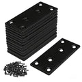 20 Pack 4x2 Inch Black Flat Mending Plates Metal Straight Bracket Brace Stainless Steel Mending Joining Plates with Screws, Heavy Duty Fixing Brackets for Wood Furniture Shelves Repair - size: 4 x 2Inch Black Flat Bracket