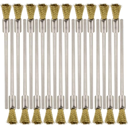 20PCS Brass Wire Brushes with Extended Handle - Metal Rust Removal, Polishing, Cleaning - 6mm Diameter, 1/8″ (3mm) Shaft, 100mm Length - Removes Burrs, Dust, and Oxide Layer - Rotary Tool Accessories - style: Brass Wire Brush 3*6*100mm 20PCS