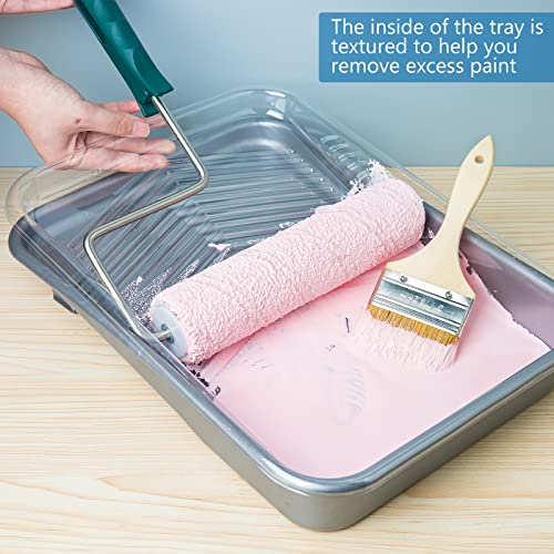 Mister Rui 9 Inch Paint Tray Set, 12 Pack with Tray Liners and Frame - color: 9 Inch, 12 Pack