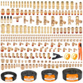 CheeMuii 288PCS Brass DOT Air Line Fittings with 4 Roll 100FT DOT Air Lines - size: 100FT-4ROLL-288PCS