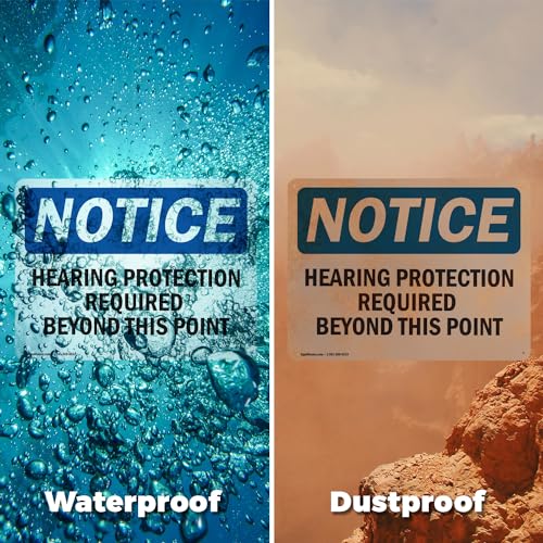 (2 Pack) Hearing Protection Required Beyond This Point OSHA Notice Sign 5 Inch X 3.5 Inch Vinyl Label Decal Sticker Weather Resistant, UV Protected for Workplace, Business, and Construction Site, Made in the USA - size: 5 Inch X 3.5 Inch, style: Vinyl Dec