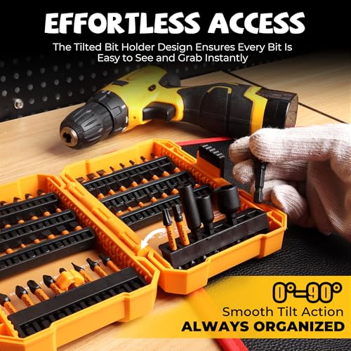 MulWark 63-Piece Impact Driver Bit Set, Impact Rated S2 Steel Impact Bit Set with Color-Coded Torx Bit and Magnetizer, Professional Tool Kit for Impact Drivers, DIY, and Construction