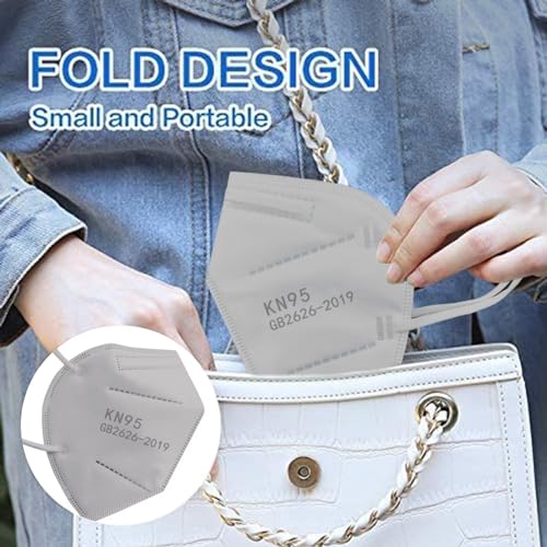 100PCS KN95 Grey Face Masks,5-Ply Breathable Cup Dust Masks for Adult - color: Grey-100pcs