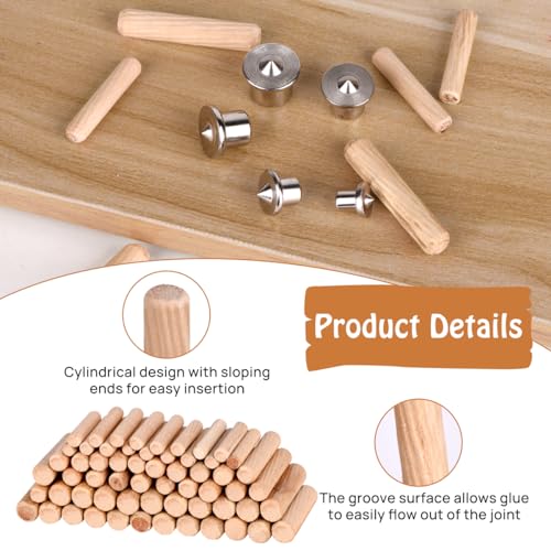 99 Pcs Woodworking Dowel Pin Set, Including 24 Pcs Dowel Centering Pins in 6/8/10/12 mm and 75 Pcs Wood Dowel Pins in 6/8/10 mm, Premium Dowel and Tenon Center Transfer Plugs Doweling Centering Pins