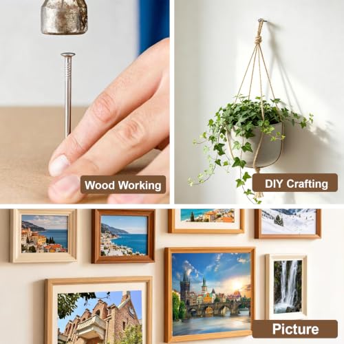 395Pcs Nails Assortment Kit, 5 Sizes Silver Hardware Nails for Hanging Pictures, Frames, Wood, Wall, Home DIY