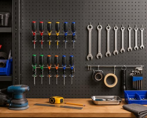 4 Pcs Screwdriver Organizer, Pegboard Tool Holder, Silver