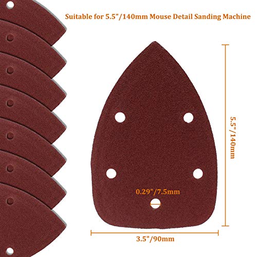 50 Pcs Mouse Detail Sander Sandpaper, 120 Grit, 5 Hole - size: 120 Grit - 50 Pcs
