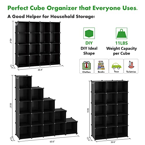 C&AHOME 16 Cube Storage Organizer Cube Shelves Units Storage Cubes, Black - color: Black