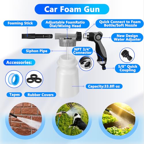 ThinkLearn Car Detailing Kit with Foam Gun, Car Wash Mop for Deep Cleaning