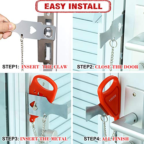 Hotel Door Lock, Portable for Travel Airbnb Apartment, No-Drill Security