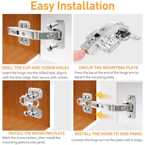 TamBee 135 Degree Lazy Susan Hinge, 48mm Corner Kitchen Cabinet Hinges, Concealed, 3D Adjust for Corner Door, Cupboard Hinges Replacement, Brushed Nickel 2 Pack - size: 135° Detachable
