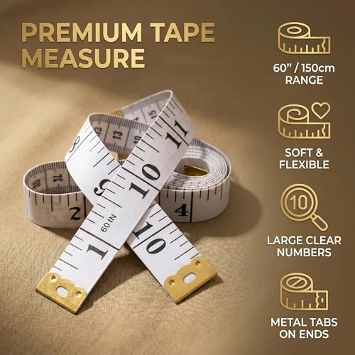 Measuring Tape for Body Measurements, Soft Tape Measure Double Scale, Has 150 Centimetre Scale on Reverse and Front 60 Inch - color: White