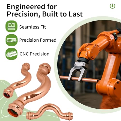 (WDAISY 2 Pack) 3/4" Press Fittings, 3/4 Inch Press Cross-Over For Copper Tube Connection,Lead-Free,UPC,NSF/ANSI61 Certified. - size: 3/4" Copper Press Crossover Elbow – 2P