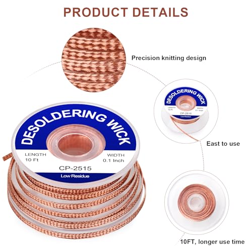 Solder Wick Braid And Solder Flux Paste, No Clean Soldering Flux(10cc) Soldering Remover Tool, 10ft Desoldering Wick Braid For Electronics Repair For Disassemble Electrical Components - style: 2pcs+3pcs