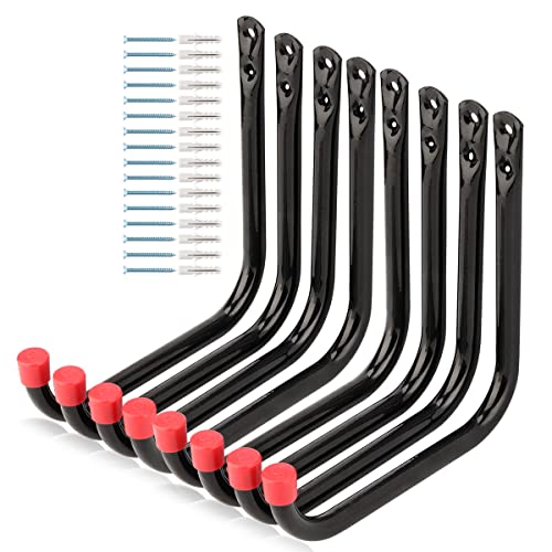 8 Pack Heavy Duty Garage Storage Utility Hooks, 6.7Inch Wall Hangers Ladder Hooks for Garden Tool, Bike, Chair, Hose, Outdoor or Indoor 6.7 x 6.7 x 0.5 inches - size: 6.7inch