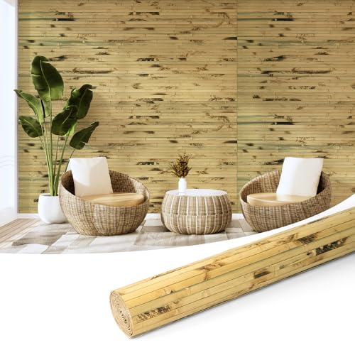 Art3d 48 x 96 in Pole Wrap Natural Bamboo Wall Panel, 1-Pack, Light Burned - color: Light Burned, size: 1-48 inches x 96 inches