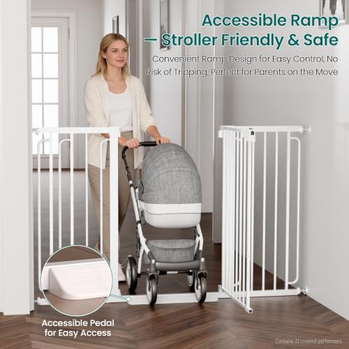 Cumbor 36" Extra Tall Baby Gate, 30.4-56.8" Extra Wide Dog Gate White (Pack of 2) - color: White, size: 30.4"-56.8" W x 36" H (Pack of 2)