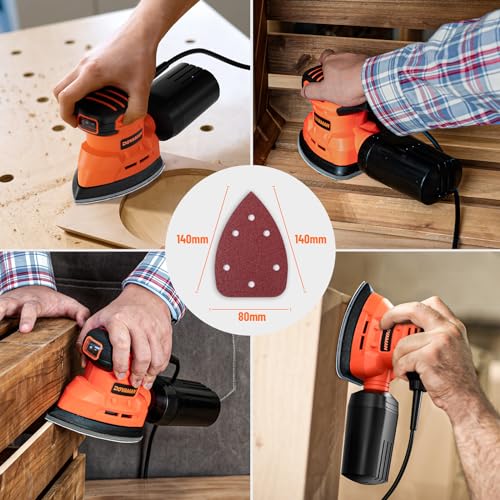 DOVAMAN 130W Detail Sander, 12000RPM Palm Sander Tool - color: B-orange