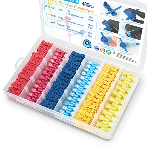 TICONN T Tap Wire Connectors, T Wire Quick Splice Connector, T Connectors for Wiring with Storage Case (480 Pcs) - style: 480 Pcs