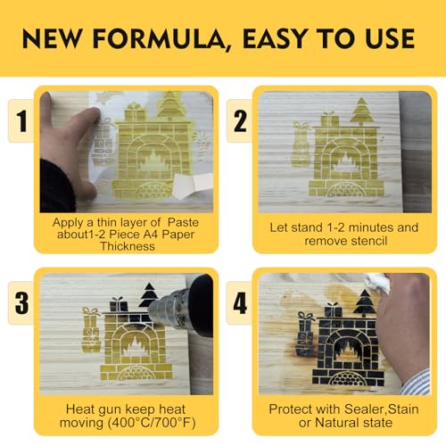 6oz Wood Burning Paste Gel,Scorch Burn with Squeegee &Test Stencil