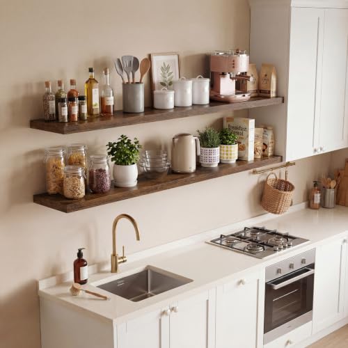 Vivelove 10 Inch Deep Floating Shelves 40” Set of 2, Rustic Brown - color: Rustic Brown, size: 40”wx10.2”dx1.5”h