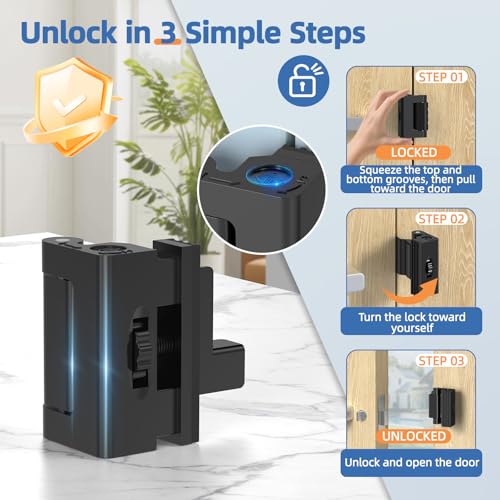Portable Door Lock, Door Reinforcement Lock, Black-1PC