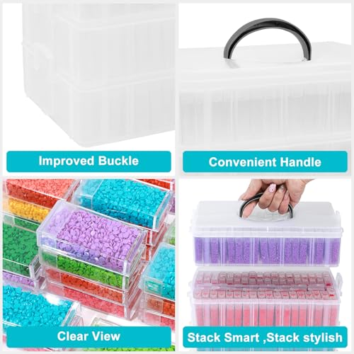 VTG Diamond Painting Storage Containers with 320 Grids Diamond Art Storage Bead Organizer Painting Accessories DIY Jewelry Craft - style: Four-layer small square bottle